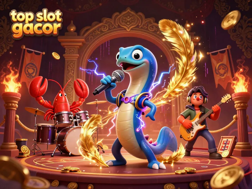 Menemukan kesenangan di slot gacor terbaik dengan ilustrasi 3D dari ikan belut DJ dan band pendukung di kasino bawah laut.