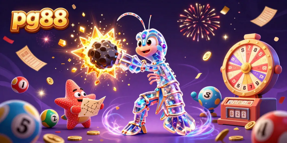 Experience thrilling games with pg88, featuring exciting lottery balls and festive casino elements.