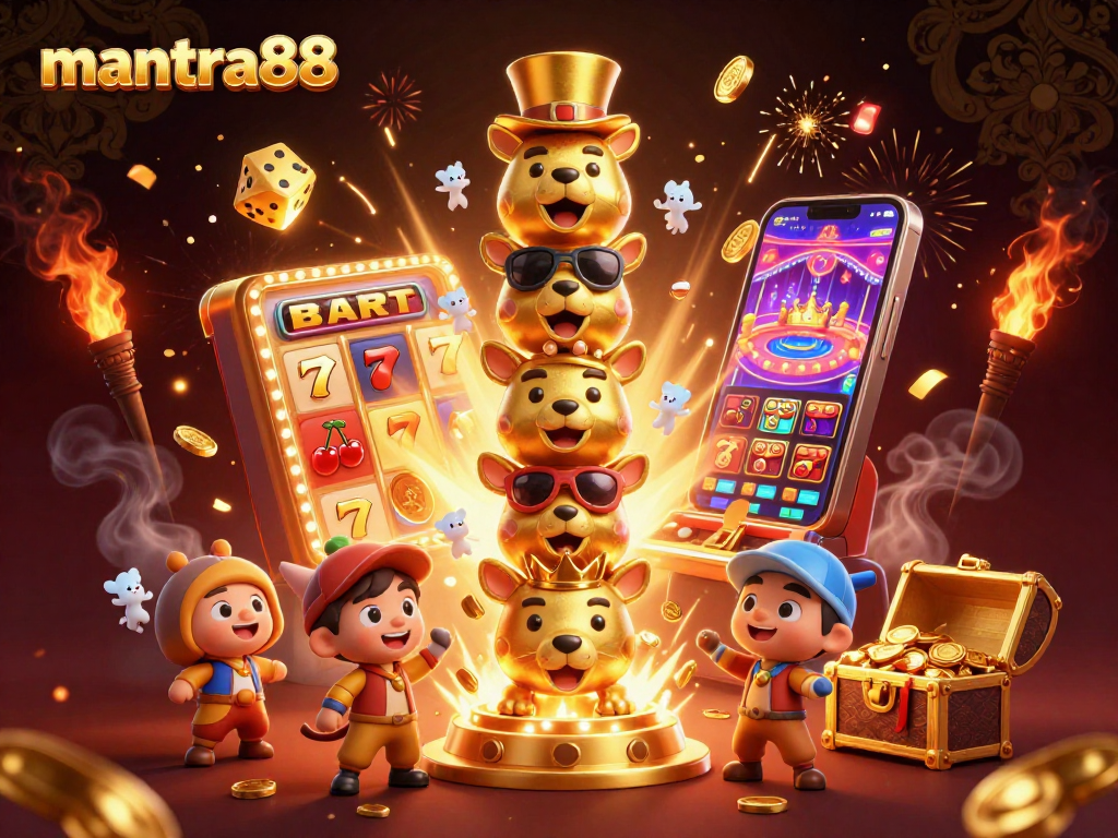 Experience the thrill of mantra88 with a vibrant jackpot explosion scene full of animated casino action.