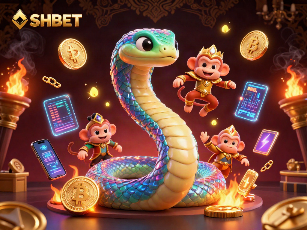Experience thrilling gameplay at SHBET with vibrant 3D illustrations of casino elements and engaging scenes.