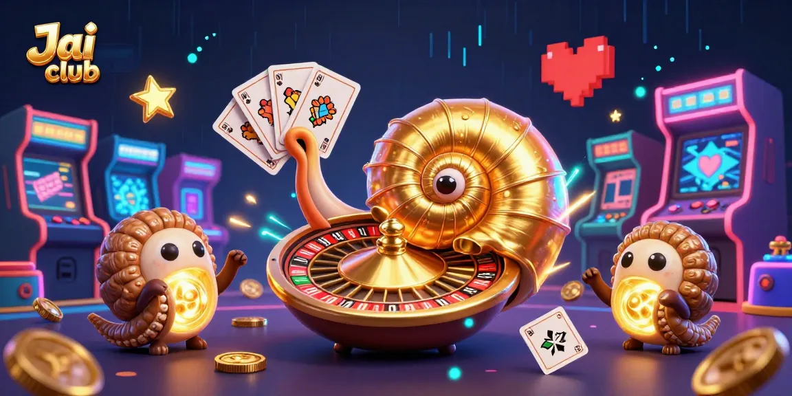 Play thrilling games on Jai club, featuring a giant nautilus roulette wheel surrounded by glowing arcade elements.