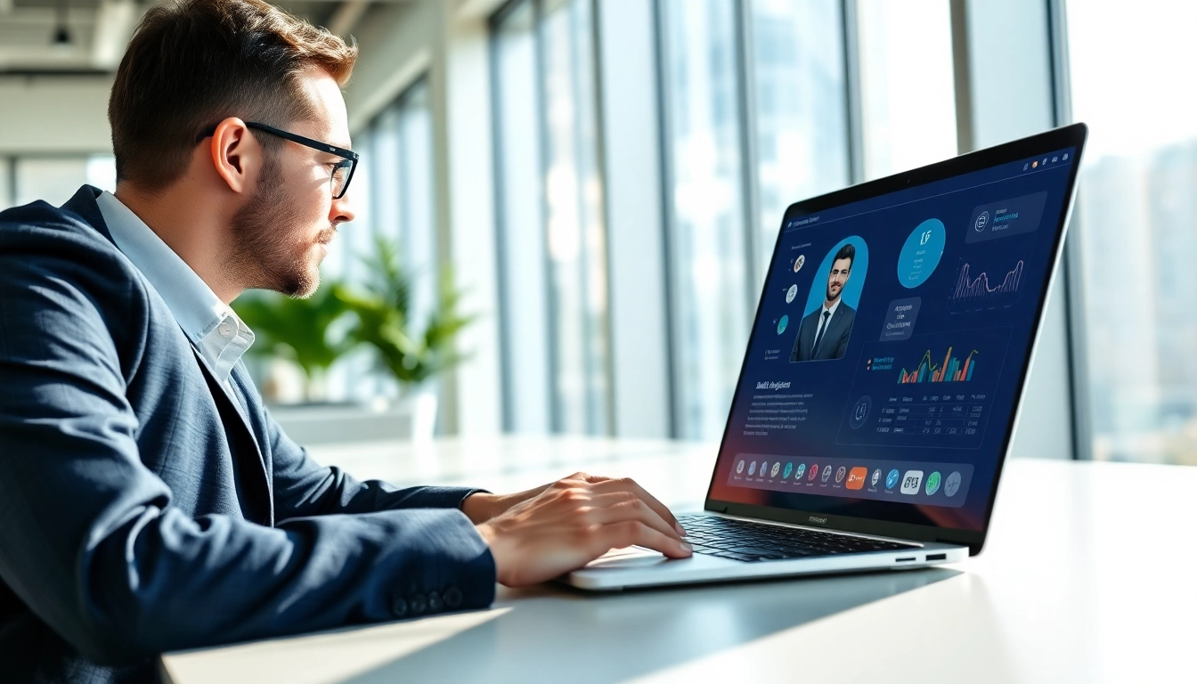 Engaged sales professional using openclaw for sales in a modern office environment.