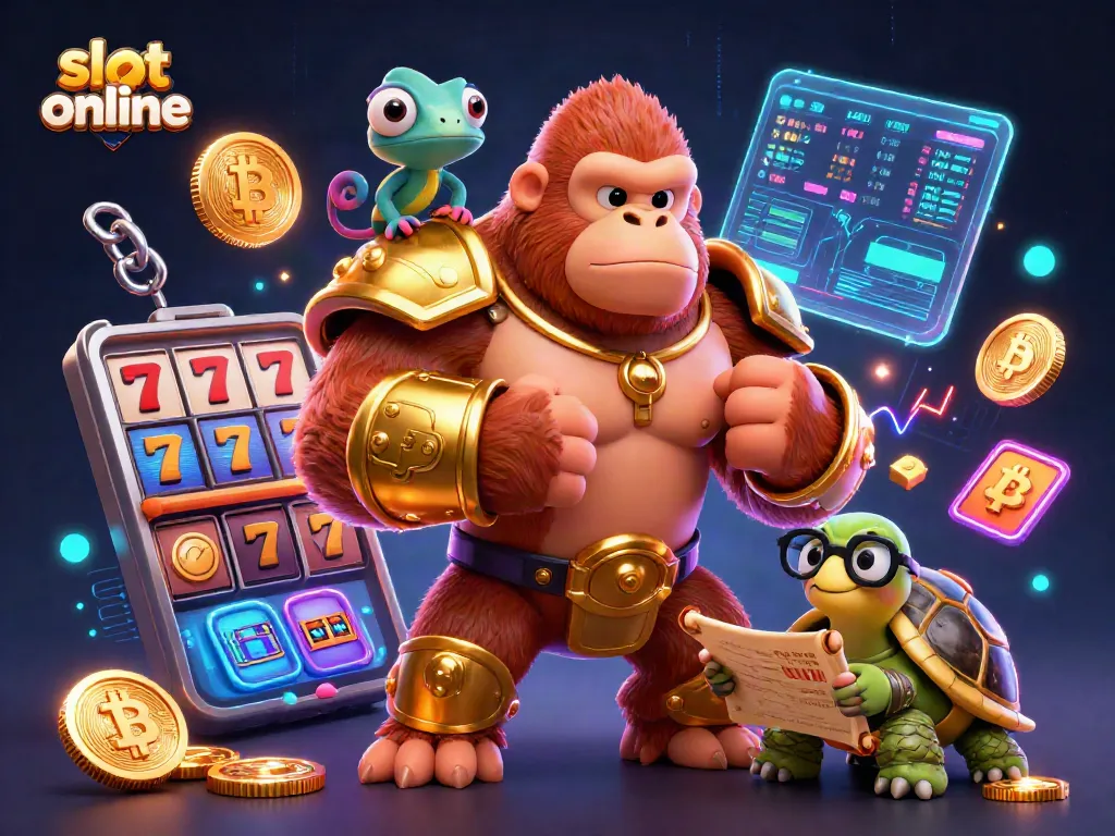 Spin the reels of slot online games with dynamic characters in a vibrant casino scene.
