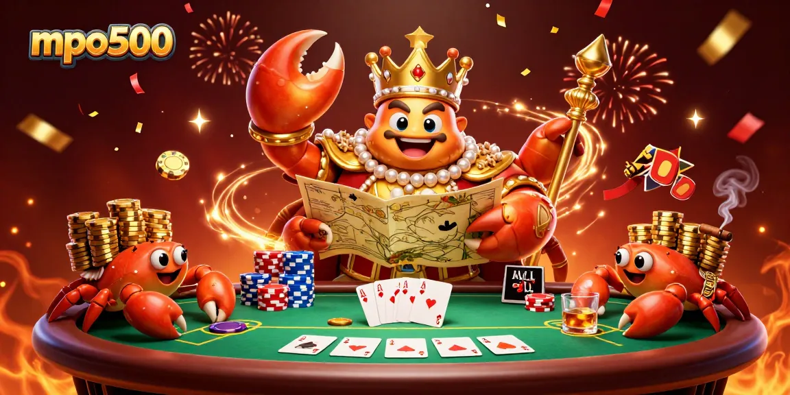 Engage with mpo500 by enjoying an exhilarating game night with vibrant poker visuals and a golden crab theme.