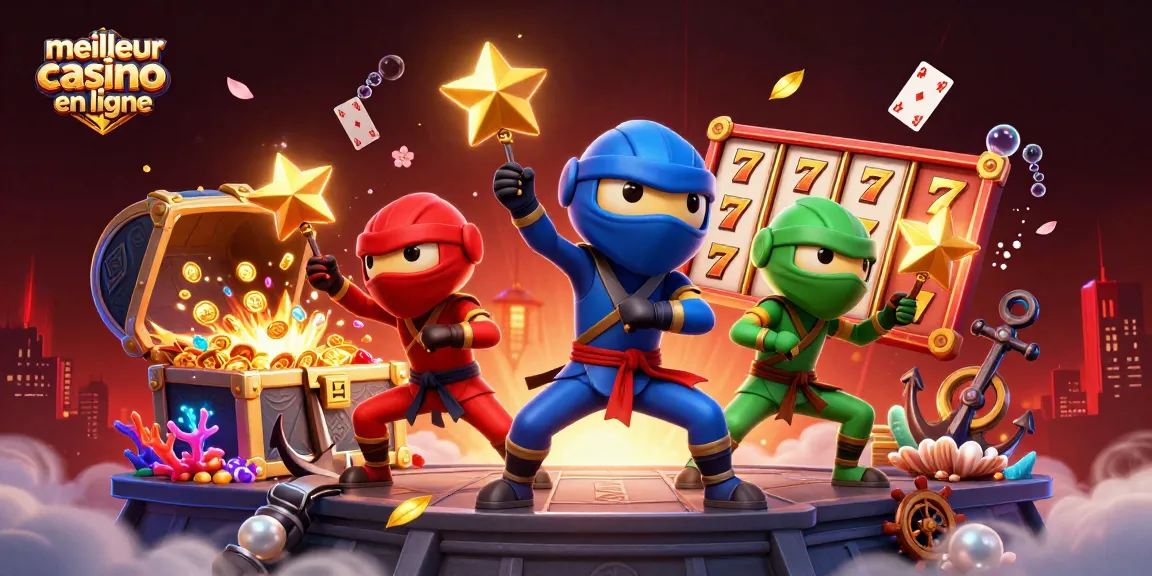 Jouez aux machines à sous dans le meilleur casino en ligne avec des ninjas colorés et des trésors sous-marins.