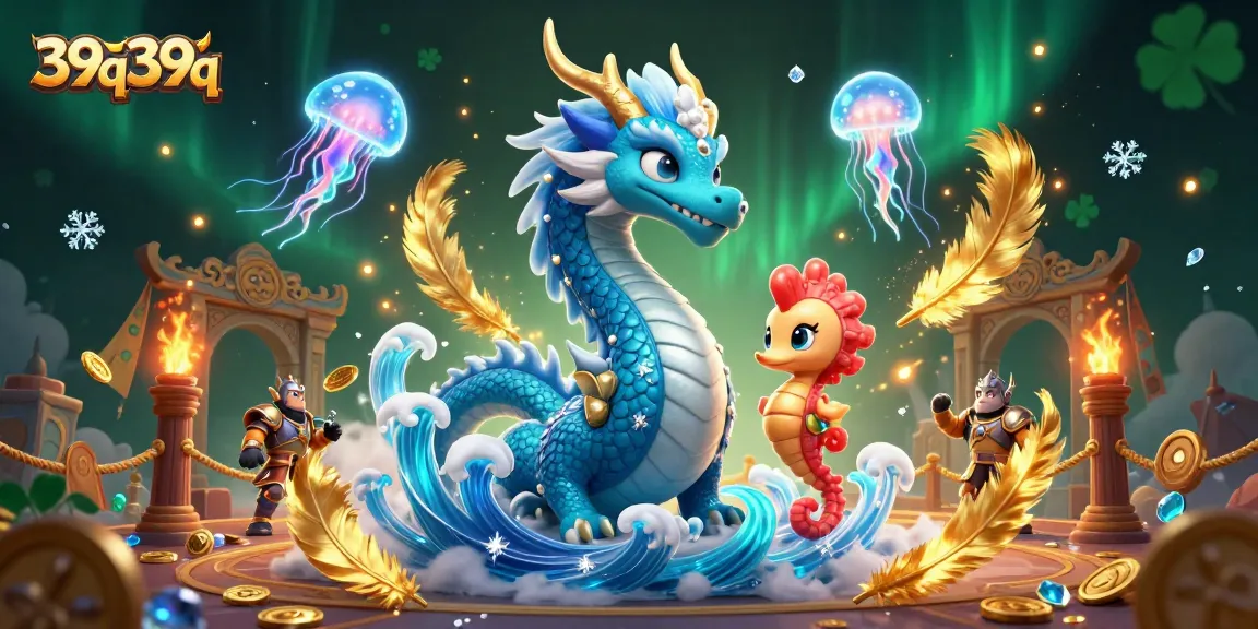 Elevate your game with 39q39q's vibrant casino scene featuring a magical water dragon.