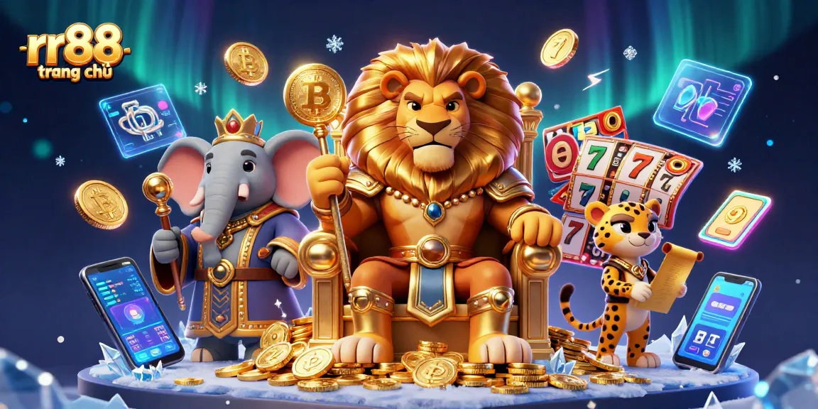 Experience thrilling games at rr88 trang chủ with dazzling characters, golden coins, and crypto elements.