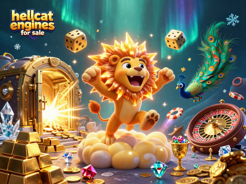 Gamblers encounter thrilling action with hellcat engines for sale amidst vibrant casino elements.