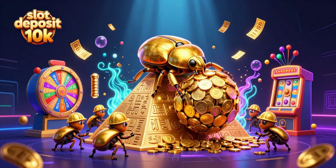 Engage with the slot deposit 10k excitement as golden coins roll and vibrant symbols bounce in a captivating casino scene.