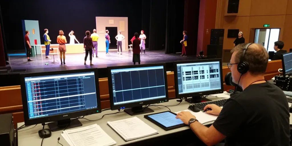 Applications for theatre shows being managed by stage manager in dynamic rehearsal setup.