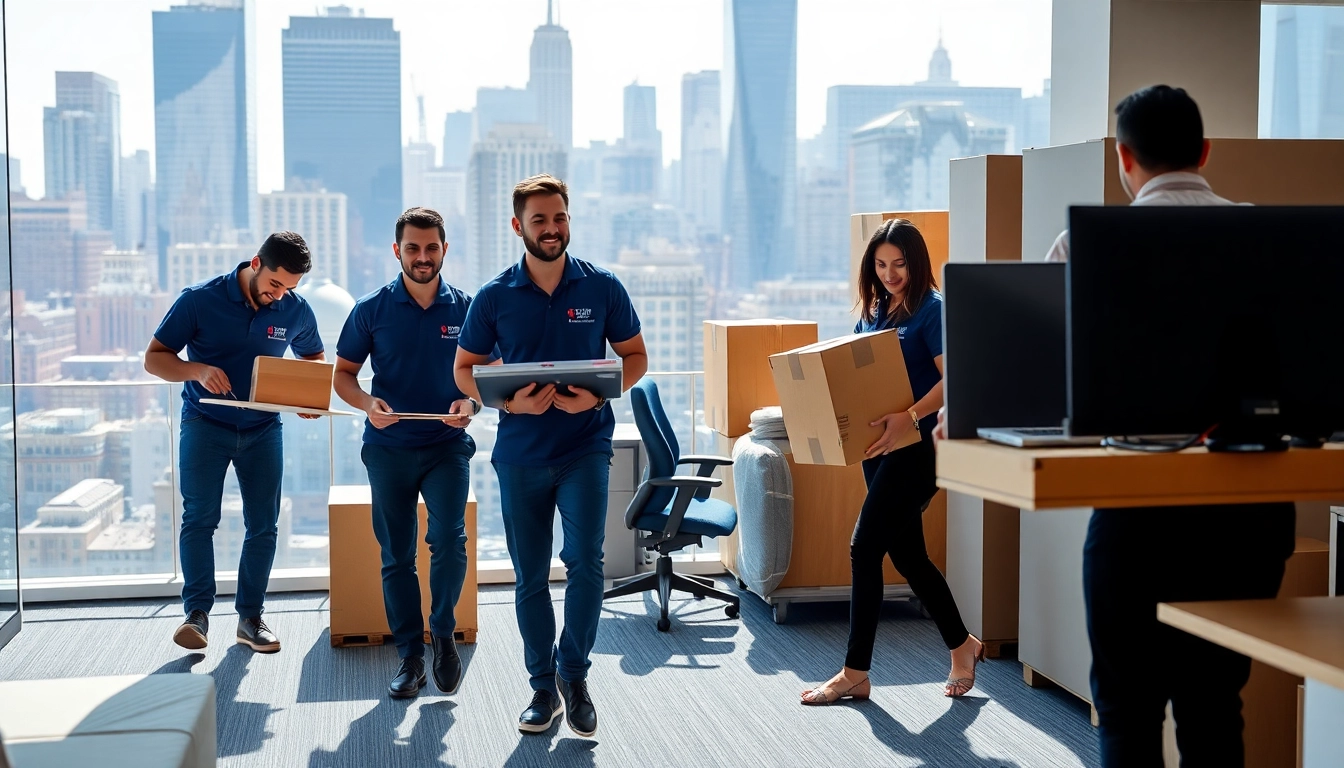 Efficient team showcasing Commercial Moving Services NYC during an organized office relocation.
