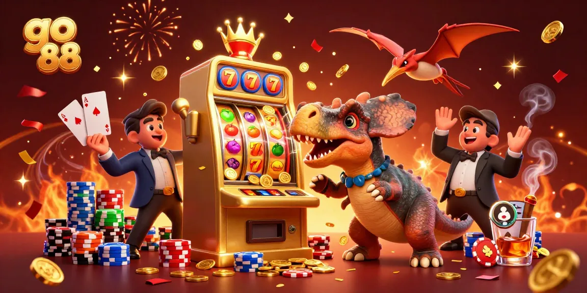 Catch jackpot coins with go 88 in a lively casino scene featuring dynamic characters.