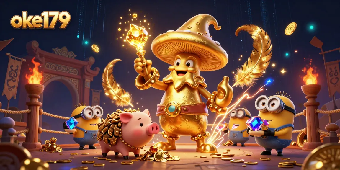Experience the thrill of cockfighting at oke179 with a magical wizard and treasure-tracking pig.