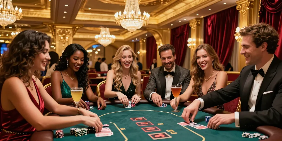 Pengalaman kasino mewah di Situs LUXURY12 dengan teman-teman bermain poker di meja mewah.