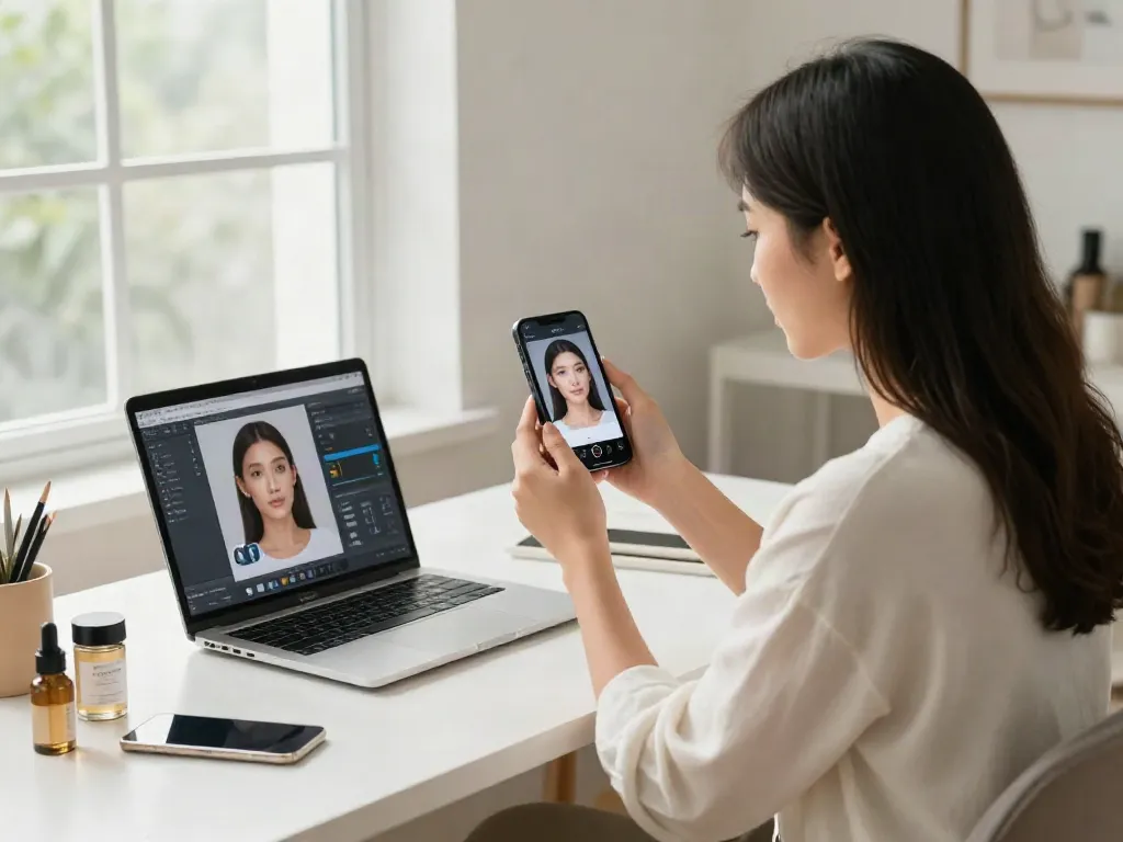 Exploring Alternatives to QOVES with AI beauty apps in a modern home office.