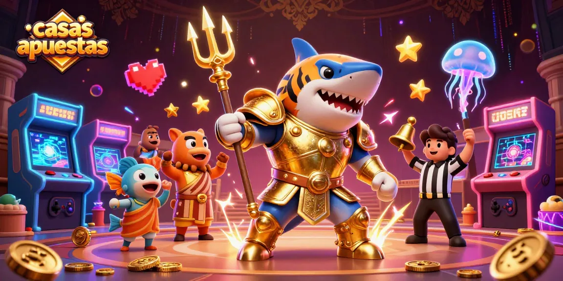 Disfruta de emocionantes casas apuestas con un tiburón guerrero en un coliseo submarino.