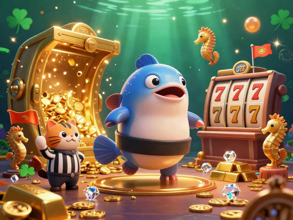 Slot yang menghidupkan dunia kasino bawah laut dengan ikan fugu dan harta berkilauan.