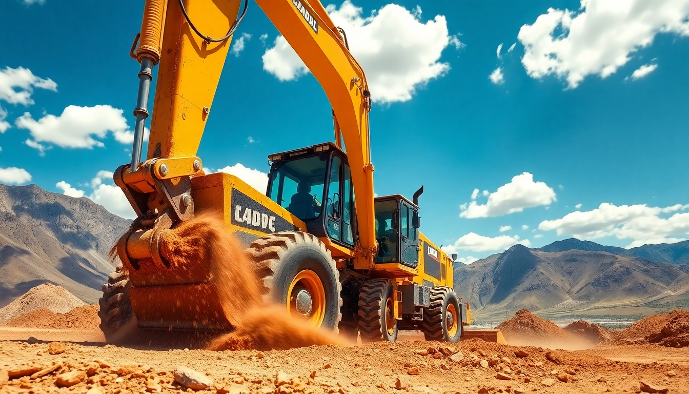 Gradall excavator working on a construction site, showcasing its power and versatility.