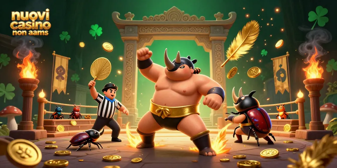 I nuovi casino non AAMS offrono giochi emozionanti, mentre una giostra di monete d'oro vola in un'atmosfera di festa.
