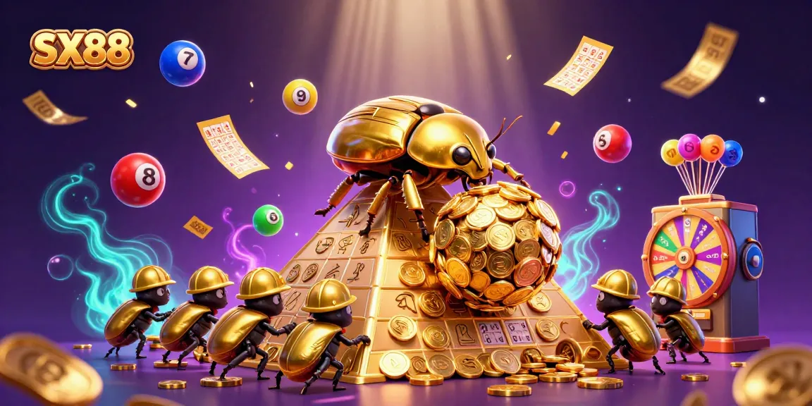 SX88 players engage in dynamic lottery action with vibrant casino elements in a colorful scene
