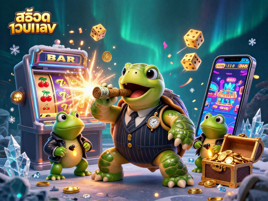 Experience thrilling สล็อตเว็บตรง action with vibrant characters and dynamic game elements in a casino scene.