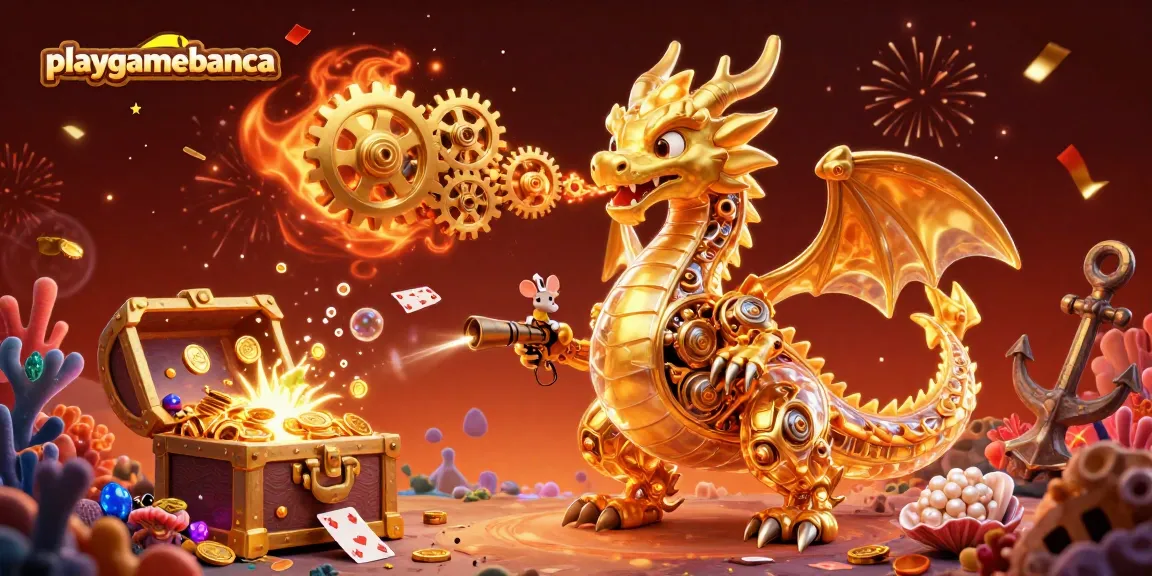 Experience thrilling gameplay with playgamebanca, featuring a majestic dragon and treasure-filled underwater scene.