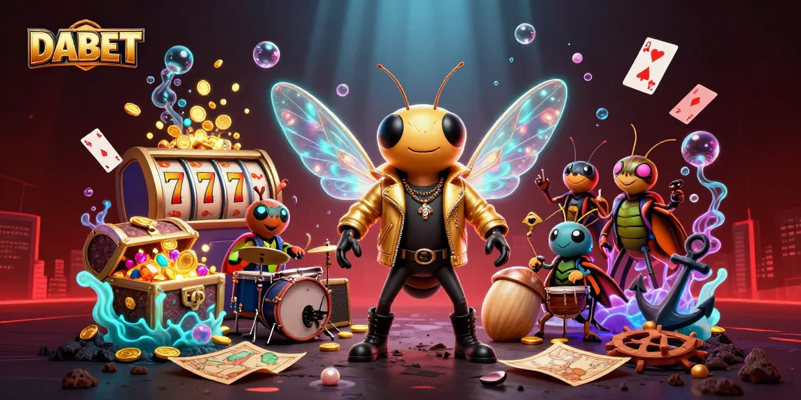DABET ignites excitement with a unique casino scene featuring a cicada rock star and dynamic elements.