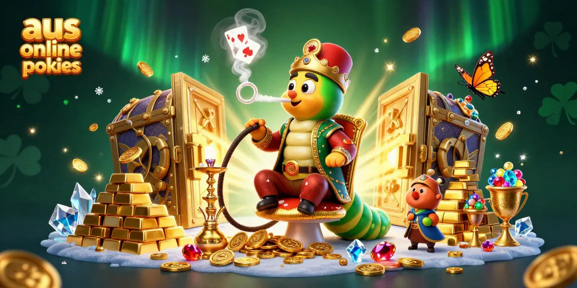 Spin and win with aus online pokies featuring a magical 3D caterpillar and vibrant treasure!