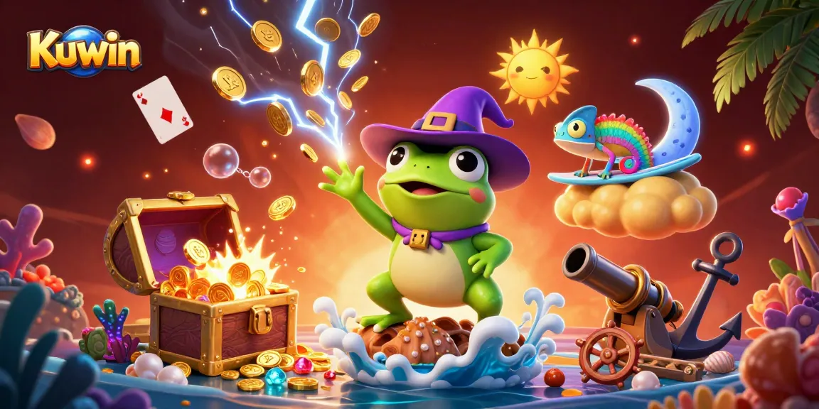 Kuwin offers an exciting casino experience with vibrant golden coins and dynamic game elements.