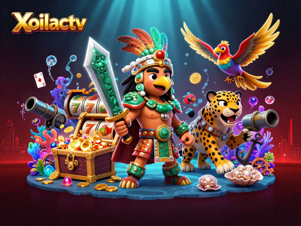 Experience thrilling gameplay with Xoilactv's vibrant 3D casino scene packed with winning slot elements.