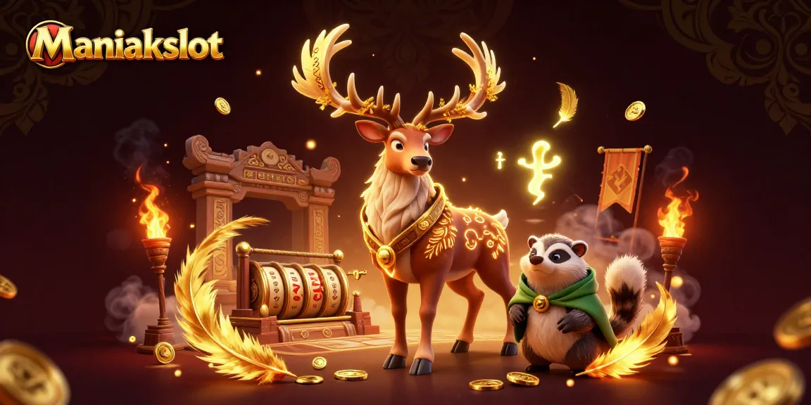 Maniakslot showcases an immersive 3D illustration with dynamic slot elements and Celtic characters.