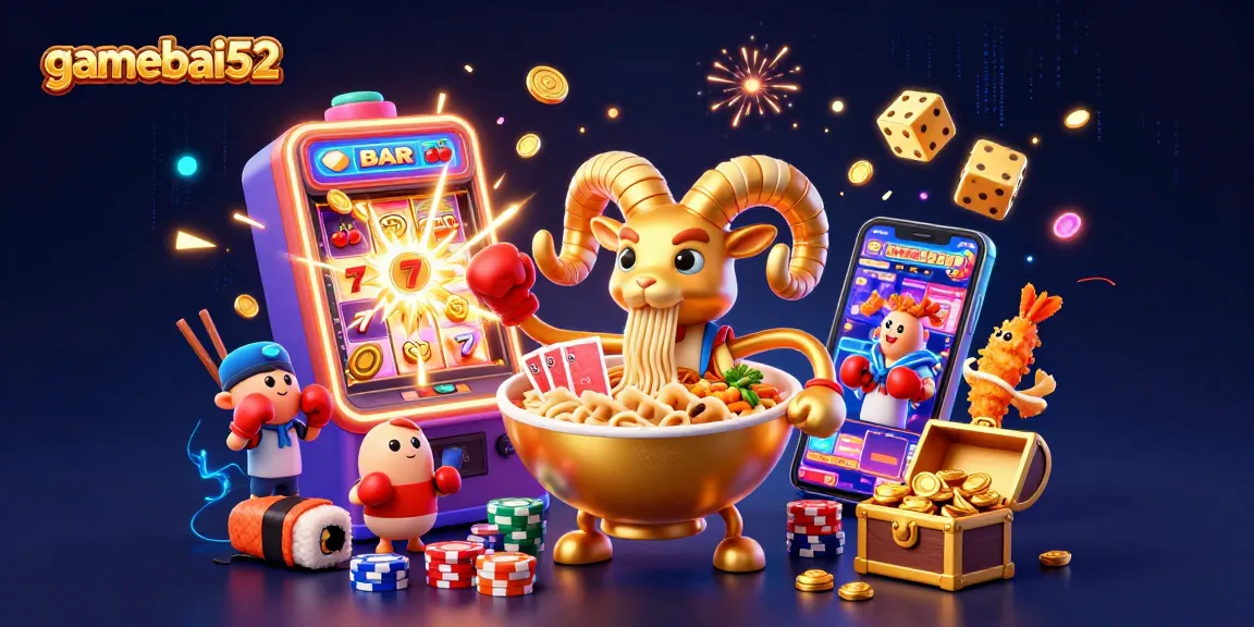 Experience the excitement of gamebai52 with a vibrant 3D cartoon casino scene featuring dynamic characters and game elements.