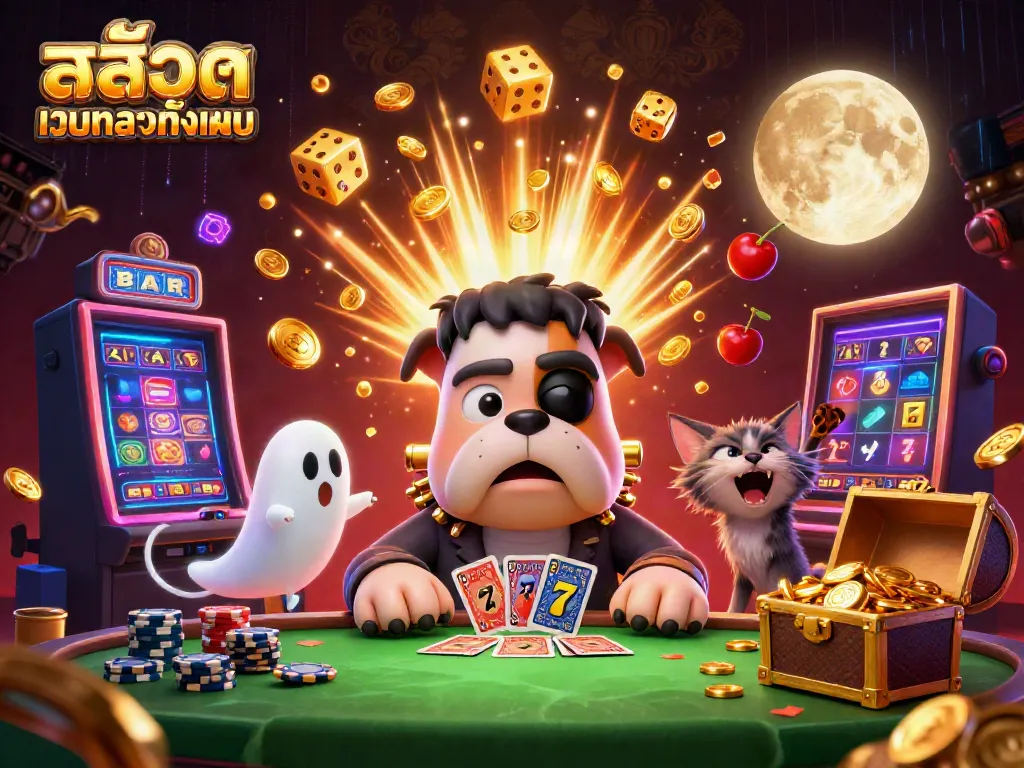 Experience thrilling gameplay with สล็อตเว็บตรงทั้งหมด featuring monsters and jackpots in this dynamic casino scene.
