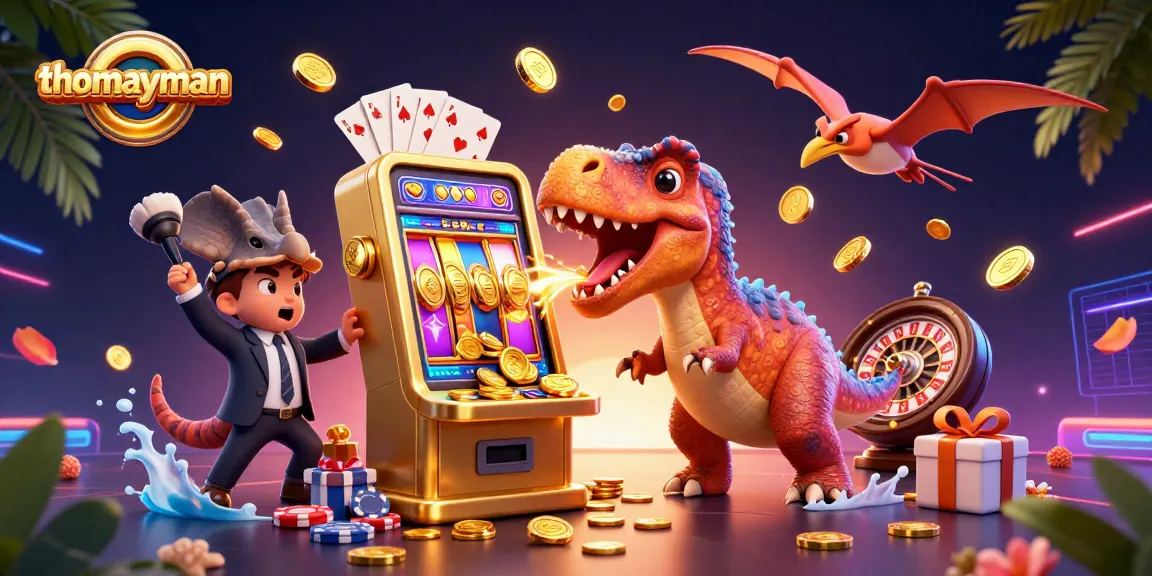 Join the excitement at thomayman as the pachycephalosaurus triggers a jackpot with flying coins!