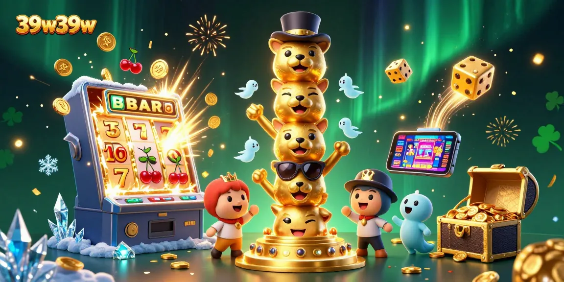 Get ready to win big with 39w39w in this colorful 3D casino scene featuring playful animals and games.