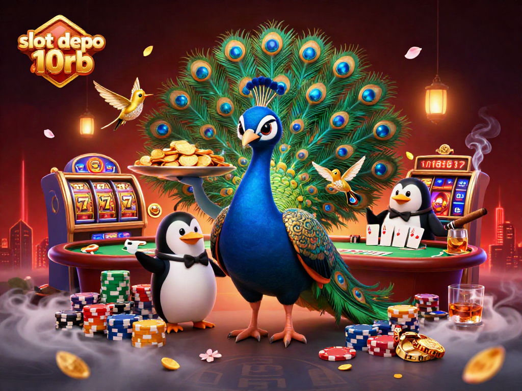 Experience thrilling gameplay at slot depo 10rb with colorful slot reels and vibrant casino elements.