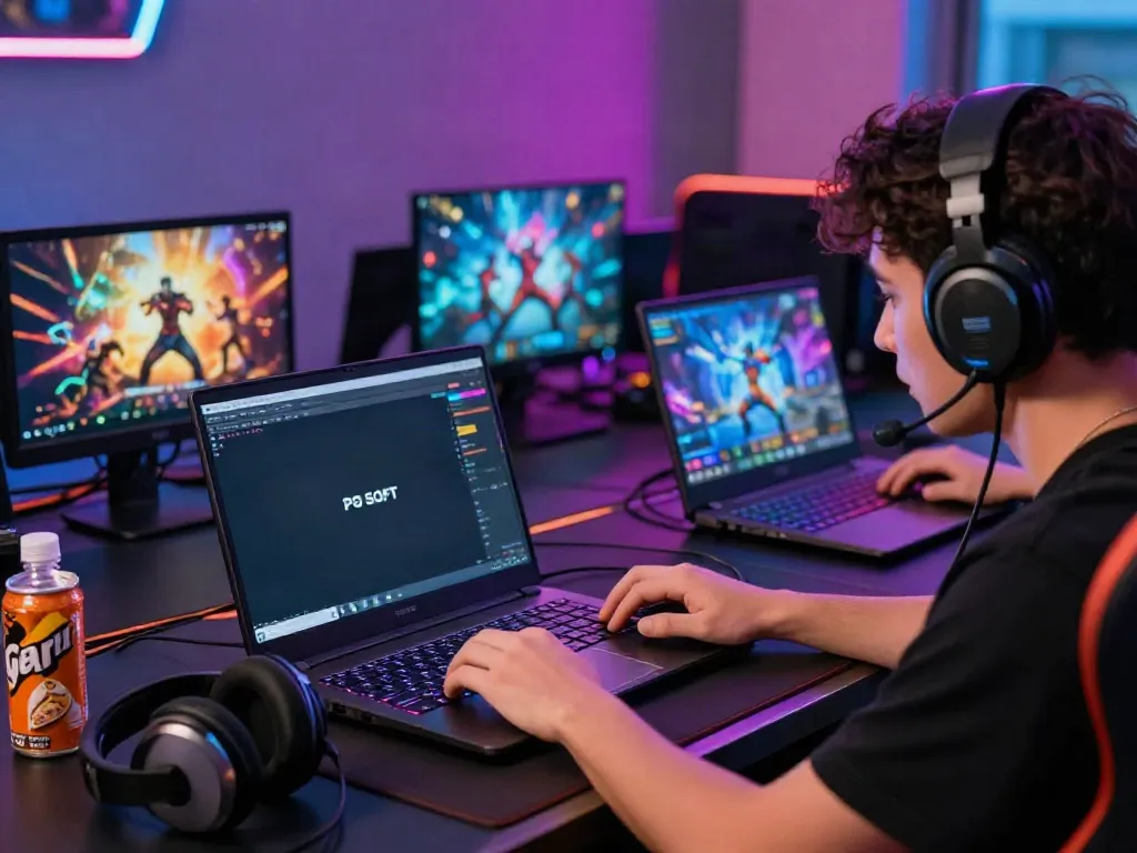 Intense gaming experience with Slot MAHJONGJP88 displayed on the laptop and immersive atmosphere.