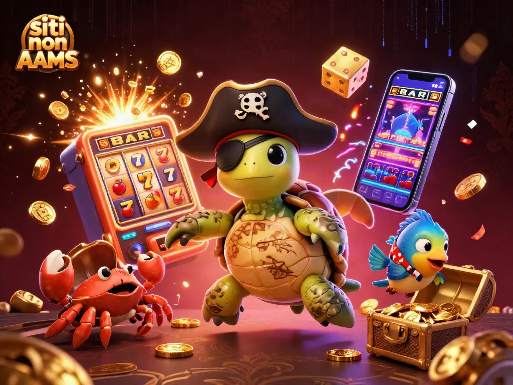 Impara a vincere nei siti non AAMS con slot e bonus eccezionali in un'illustrazione 3D avvincente.