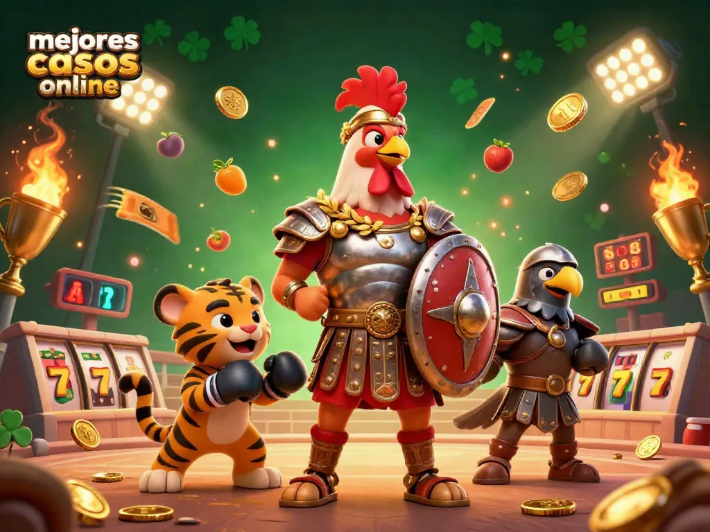 Juega en los mejores casinos online con esta ilustración de póker y tragamonedas llena de acción.