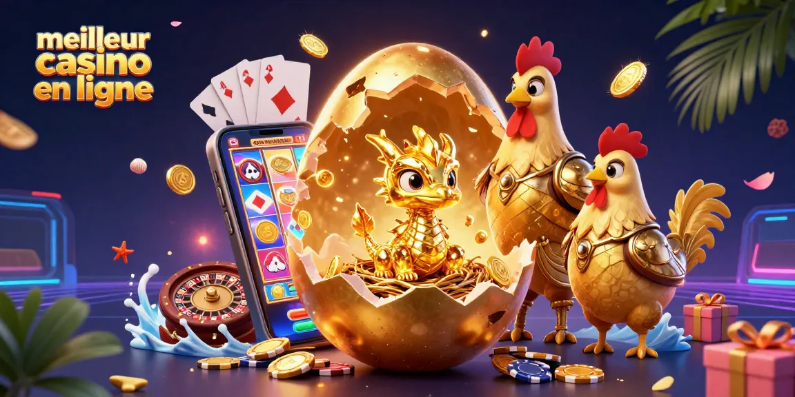 Le meilleur casino en ligne révèle un dragon en or sur un tas de jetons de poker.