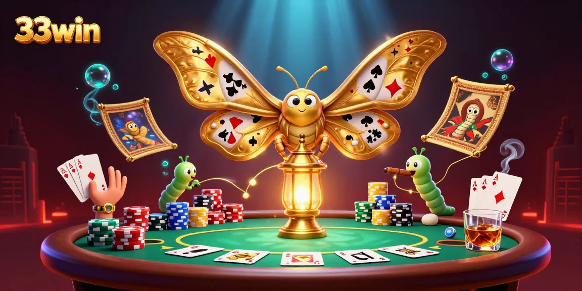 Experience the excitement of 33win with vibrant casino elements and a dynamic 3D illustration.