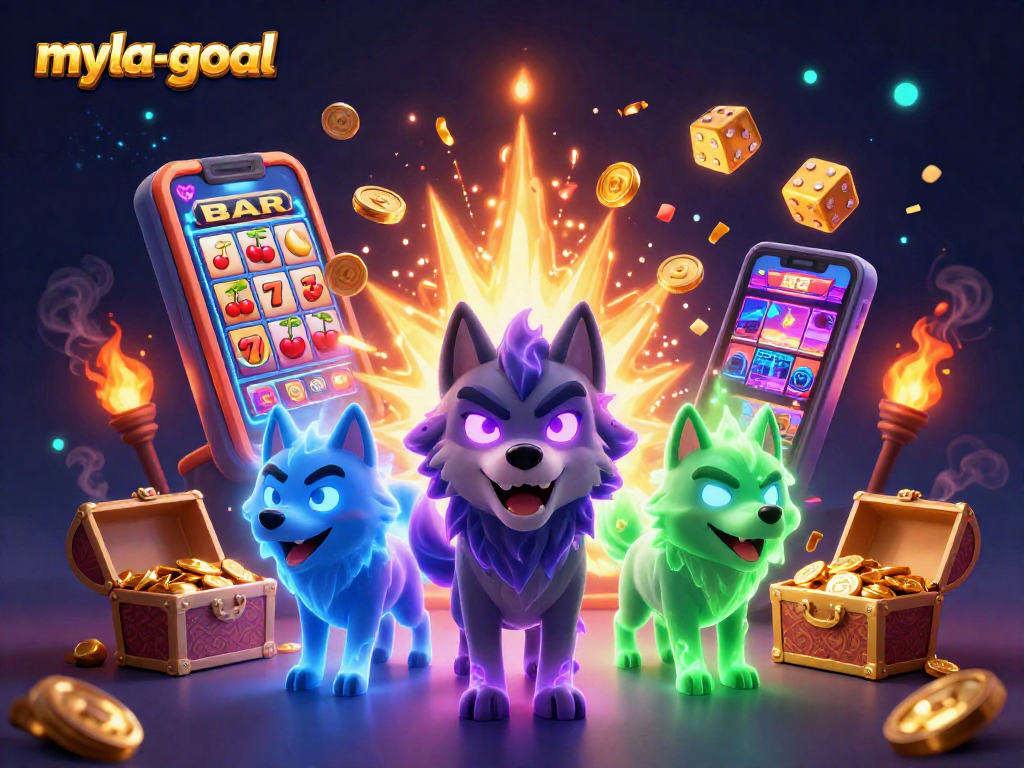 Experience the thrill of myla-goal with a vibrant 3D gaming scene showcasing a jackpot explosion!