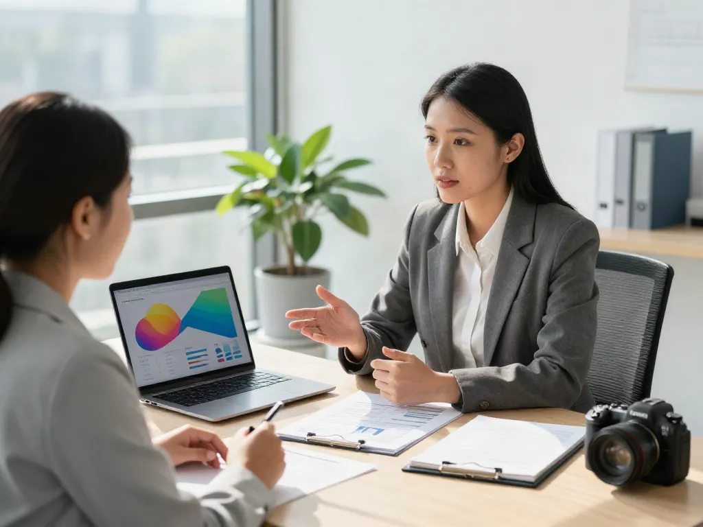 Financial advisor discussing banorte empresas solutions with a business owner in a modern office.
