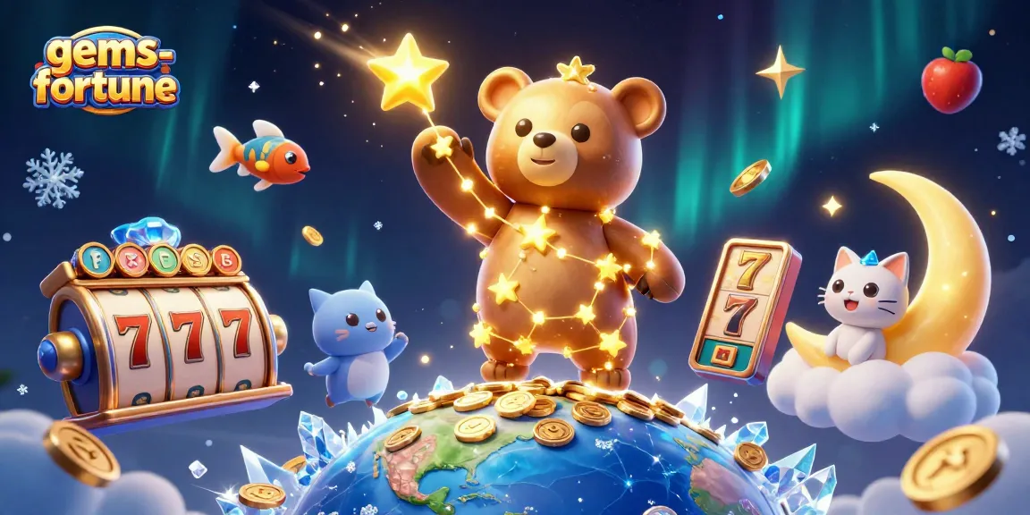 Engage with gems-fortune by exploring exciting slot reels and golden treasures in an enchanting scene.