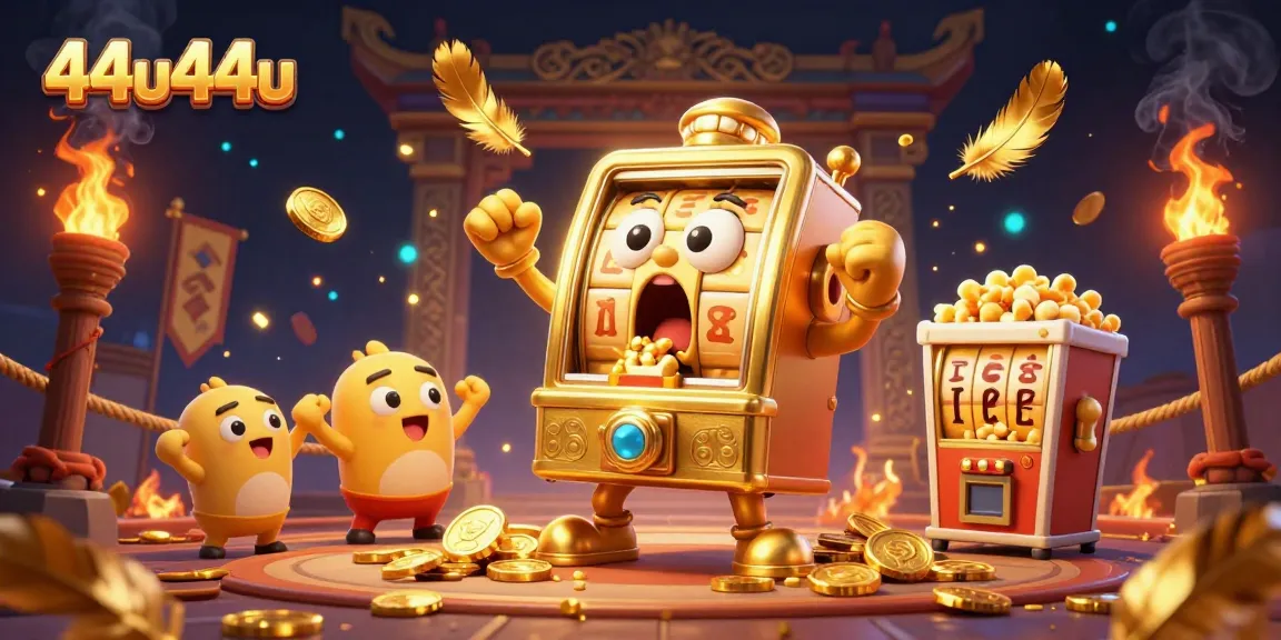 Slot machines comemorando grandes vitórias no 44u44u, com moedas e efeitos de fogo deslumbrantes.