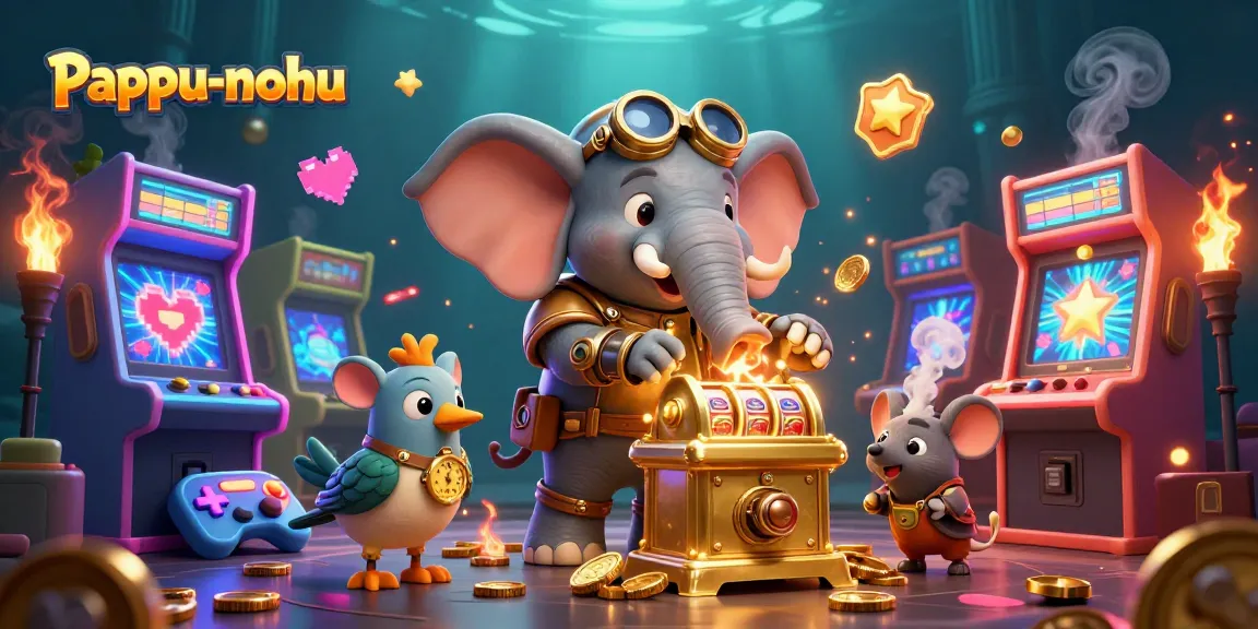 Immerse in the excitement of pappu-nohu as a steampunk elephant spins a golden slot machine!