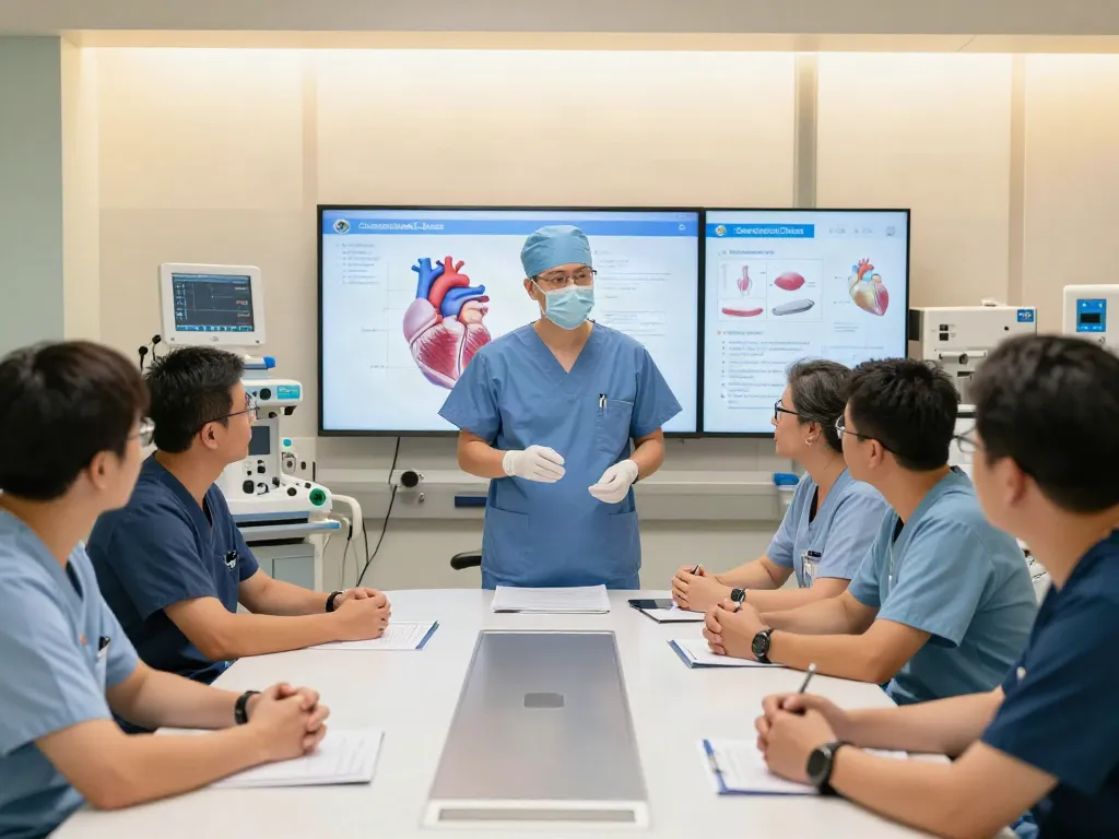 Heart transplantation program team discussing patient care at Cleveland Clinic.
