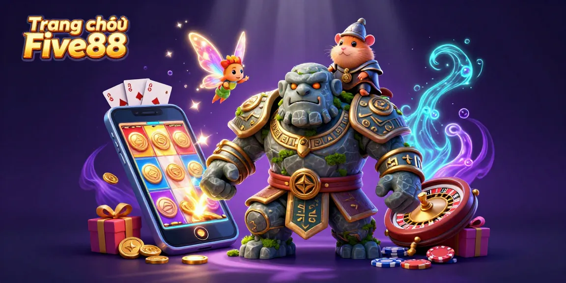 Engaging scene showing Trang chủ Five88 with magical characters and vibrant casino elements.