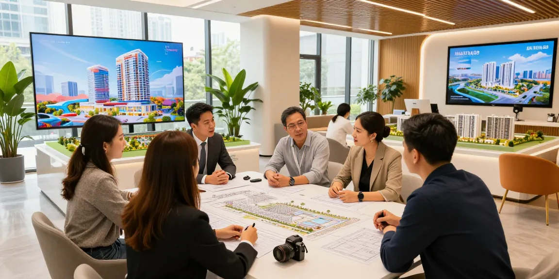 MANTRA88 commercial property development scene with professionals collaborating and architectural models.