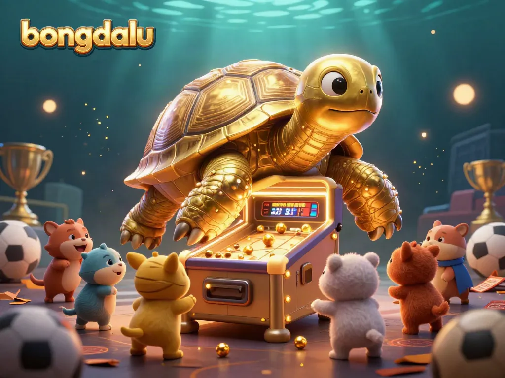 Bongdalu presents an exciting scene with a colossal tortoise functioning as a pinball machine, surrounded by vibrant betting elements.